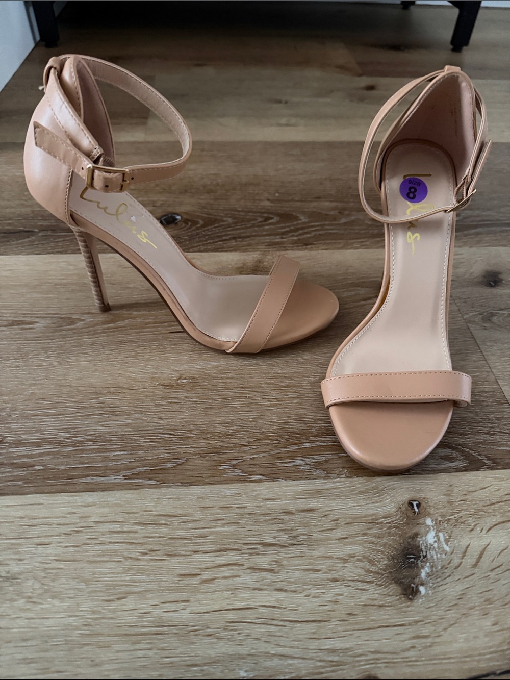 Lulu's Blush Beige Ankle-Strap Stiletto Sandals